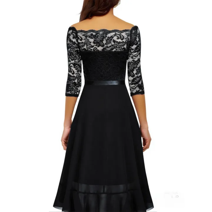 Evening%20Formal%20Dresses%20For%20Women%20Dark%20Blue%20Summer%20Dress%20Lace%20Irregular%20Large%20Skirt%20Wedding%20Guest%20Women%20Blouses%20Dressy%20Robe%20Femme%20-%20Image%203