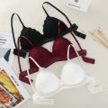 Lace Underwear Female Thin Section Bra Sexy Backless Lingerie Solid Color Embroidery Hollow Tube Top Black/RedWhite Bandeau Top. 