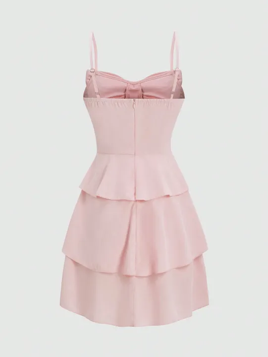 Fashionable%20women's%20waist%20cinched%20three-layer%20ruffle%20edge%20bow%20suspender%20dress%20-%20Image%202