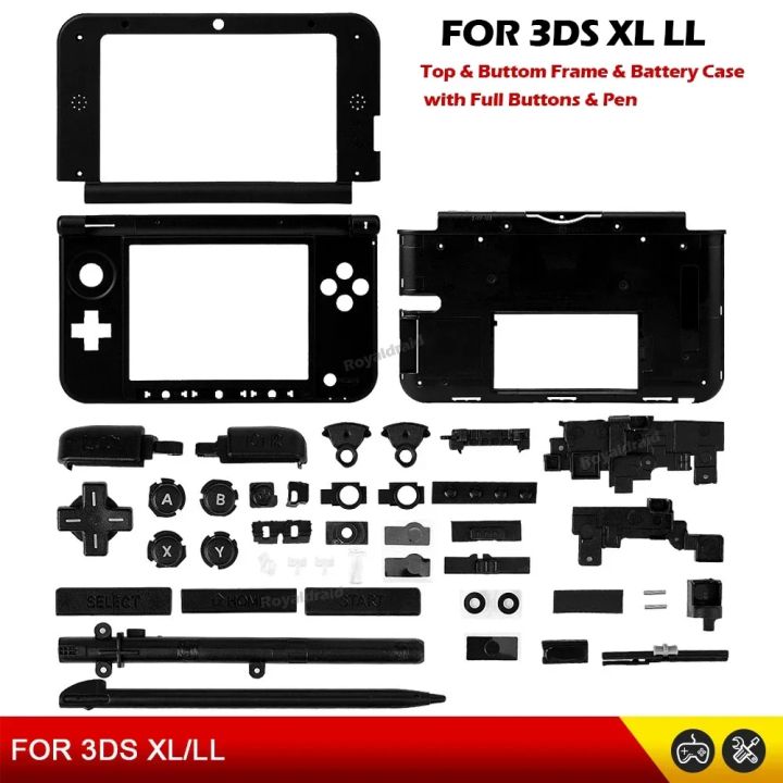 Replacement Top & Middle Frame Cover Shell ABXY Full Set Black Buttons with Pen For 3DS XL LL Game Console Accessories