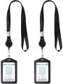 Lanyards For Id Badges Black Lanyards For Cruise Ship Cards Lanyard With Leather Id Holder (2Pcs).