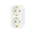 Cableless 3-Fold Multiplug: Dual Schuko Wall Adapter Plug, 3680W Max Rated for 250V/16A Direct Connection. 