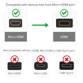 Micro HDMI Cable to HDMI 4K 60Hz Short HDMI to Micro HDMI adapter Cable for Gopro Hero Tablet Camera portable Screen Laptop. 