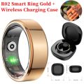 R02 Smart Ring Fitness Tracker Ring IP68 & 5ATM Waterproof Health Heart Rate Blood Oxygen Tracker Multi-sport Modes Smart Ring. 