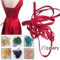 Adjustable Wedding Dress Zipper Replacement 4M & Corset Lace-Up Back Kit - 157 Inch Satin Ribbon with Ivory White Lace Trim.