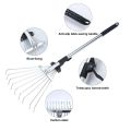 Yard Lawn Collect Loose Debris Garden Rake Fan Broom Stainless Steel 9 Teeth Telescopic Leaf Brush Home Hand Tool Garden Fork. 