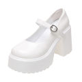 Chunky Platform High Heels Pumps Women 2023 Autumn Pu Leather Ankle Buckle Mary Jane Shoes Woman Thick Heeled White Lolita Shoes. 