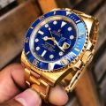 blue dial, gold watch submeriner date new rolex watch. 