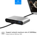 4 in 1 USB Type-C to HDMI 4K RJ45 Gigabit Ethernet Type-C PD OTG Hub Adapter 3 in 1 USB Type-C HUB for MacBook USB-C Splitter. 