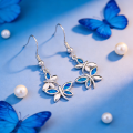 Dragonfly Opal Earrings,Blue Opal & White K Plated Animal Earrings for Women,Minimalist Nature Jewelry,Hypoallergenic. 