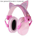 Cute Children Anti-Noise Earmuffs Pink Cat Ears Kid Hearing Protection Adjustable Ear Protector For Study Sleep Noise Cancelling.