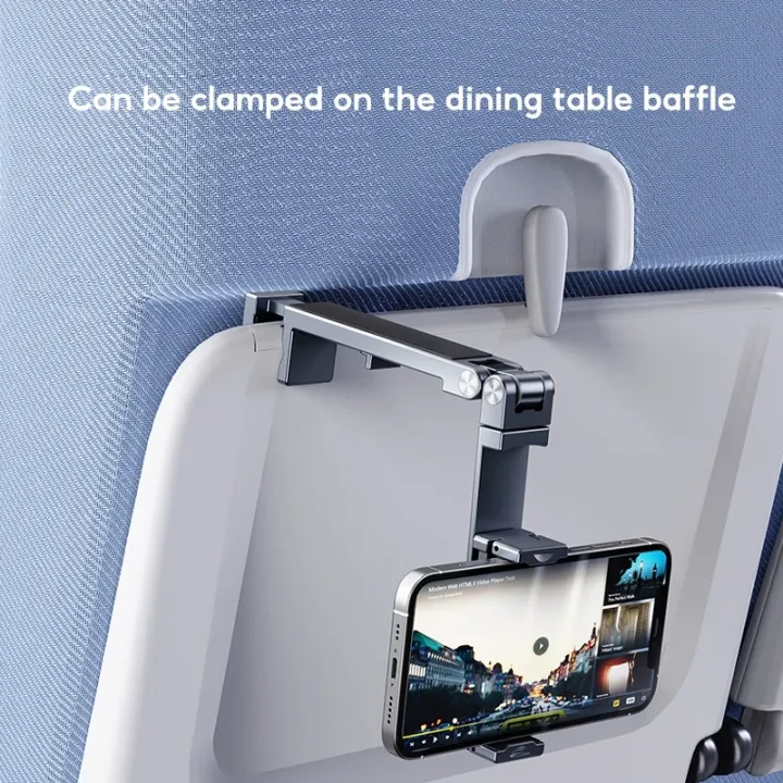 Oatsbasf%20Portable%20Phone%20Holder%20for%20Travel%20Hand-Free%20Selfie%20Phone%20Stand%20for%20Trip%20Plane%20Tray%20Table%20Foldable%20Phone%20Mount%20w/%20Clamp%20-%20Image%203