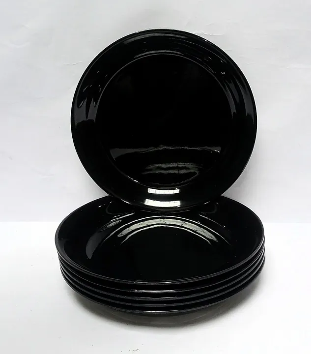 Premium%20Quality%206Pcs%20Melamine%20Plates%20Set%20Deep%20Quarter%20Medium%20Plate%20Melamine%20Double%20Glazed%20Black%20Color%20Plate%20Set%20Size%20"9"Inche%20-%20Image%202