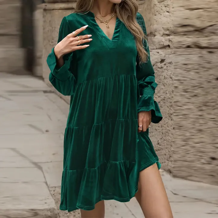 Women%20Elegant%20Velvet%20Dress%20Long%20Sleeve%20Solid%20Loose%20High%20Waist%20V-Neck%20Midi%20Dresses%20Evening%20Party%20Chic%20Lady%20Robe%20Christmas%20Clothes%20-%20Image%207