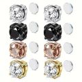 Classy 18K Gold Plated Stainless Steel Magnetic Stud Earrings for Men with Sparkling Cubic Zirconia - Hypoallergenic and Trendy.