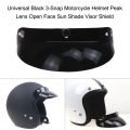 Universal Black 3-Snap Motorcycle Helmet Peak Lens Open Face Sun Shade Visor Shield. 