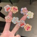 4pcs cute jelly color-block flower hair clip sweet girl candy duck mouth clip ins edge clip small fresh hairpin. 