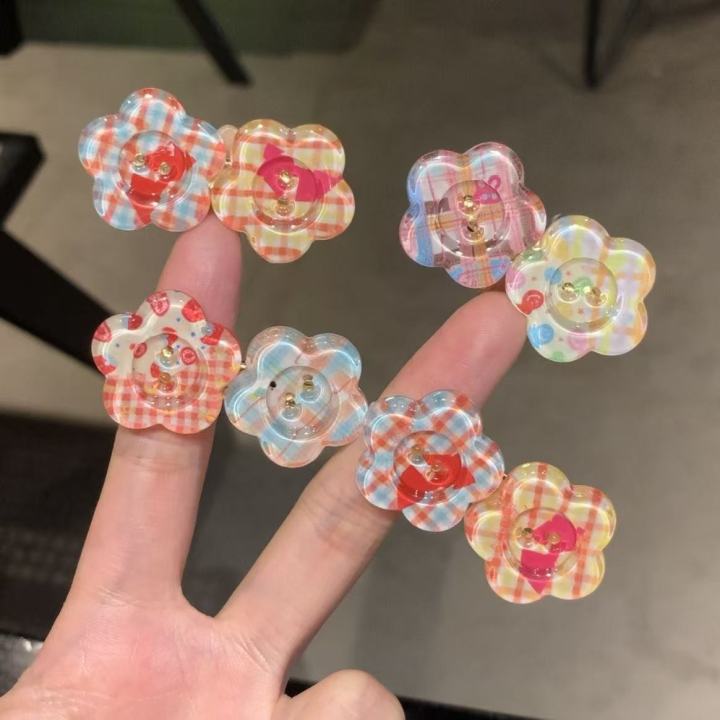 4pcs%20cute%20jelly%20color-block%20flower%20hair%20clip%20sweet%20girl%20candy%20duck%20mouth%20clip%20ins%20edge%20clip%20small%20fresh%20hairpin%20-%20Image%203