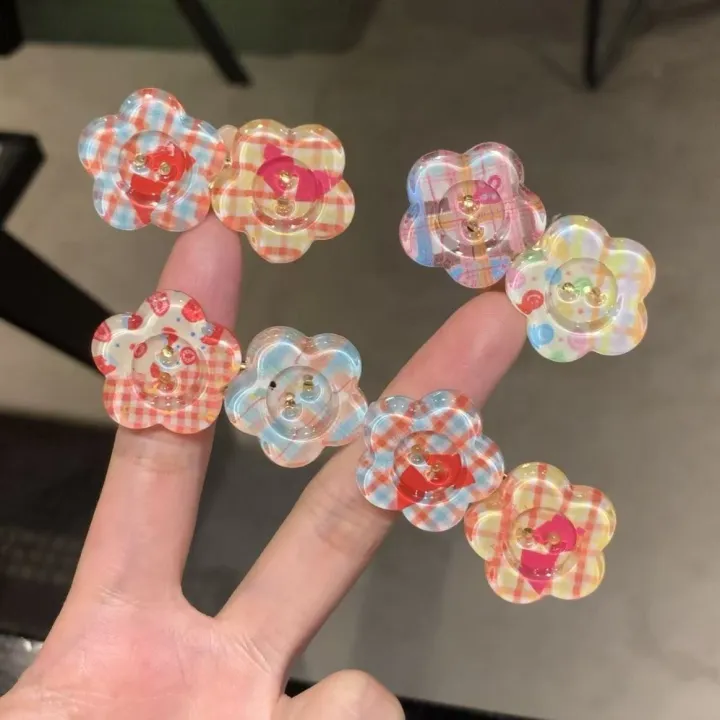 4pcs%20cute%20jelly%20color-block%20flower%20hair%20clip%20sweet%20girl%20candy%20duck%20mouth%20clip%20ins%20edge%20clip%20small%20fresh%20hairpin%20-%20Image%203