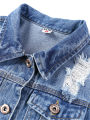 Denim jacket, long sleeve jacket, baggy, torn jacket, large size denim. 