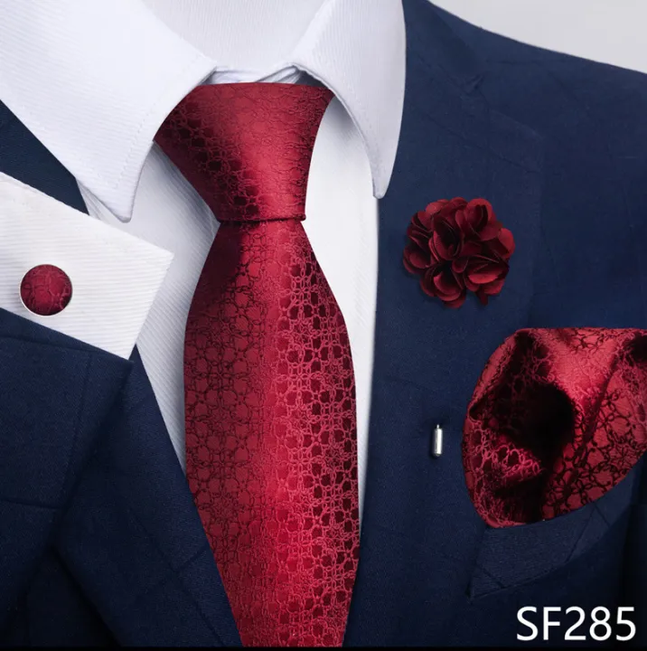 Luxury%20Mens%20Ties%20Floral%20Black%20Gold%20Ties%20Paisley%20NeckTie%20Pocket%20Square%20Cufflinks%20Brooch%20Set%20Men's%20Wedding%20Party%20Tie%20-%20Image%203
