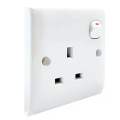 13A Plug Base - Orange Electric - Casablanca White - 3 Hole Square Pin - Switched - Lifetime Warranty. 