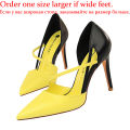 Women Novel Patchwork 9.5cm High Heels Pumps Female Elegant Cocktail Party Dress Shoes Lady Chic Strap Pointed Toe Red Shoes.