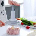 2L (2liter) Chopper Multifunction Hand Blender Hand Pat Manual Food Chopper Mixer Grinder Kitchen High Capacity With 3 Curved Stainless Steel Blades Food Processor Mixer Juicer Quick Cook Tool Press Type to Chop Fruits Onions/Nuts/Ginger/Herbs/Garlics. 