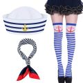 1 Set Sailor Hat,Captain Hat,Party Leader Hat Scarf,Suitable for Party,Retirement Party,Summer Cruise,Adult Party,Music Festival. 