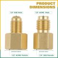 20pcs/set Mini Split R410A R134A Adapters 5/16" 1/4" SAE Plug 1/2" Acme Male To Female Brass Fitting Kit with Valve Core Remover. 