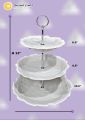 Ceramic 3 tier embossed cake, cupcakes, tea snacks dish stand. 