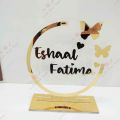 GOLDEN ACRALIC NAME STAND FOR ENGAGEMANT BIRTHDAY AND MEHNDI MAYON. 