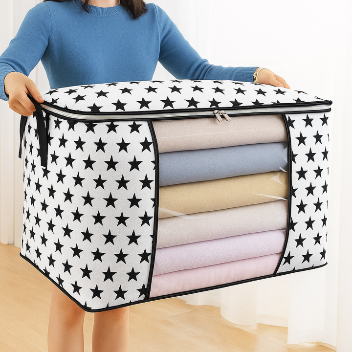 Premium Star Design Quilt Storage Bag – Large Capacity Blanket Organizer Bag SPNW H