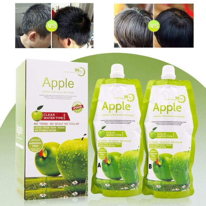 Apple Fruit Extract Hair Dye Cream Black Long Lasting Color for Hair ...
