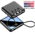 20000mAh Mini Power Bank Built-in 4 Cables Fast Charging Backup External Battery. 