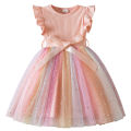 New Girls Dress for Sequins Birthday 1-5Y Toddler Girls Rainbow Tulle Dress Sweet Kids Princess Dress for Girls 2025 Summer Wear. 