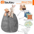 OTAUTAU Adults Children Fluffy Faux Fur Bean Bag Pouf Cover Without Filler Beanbag Puff Salon Ottoman Corner Seat Sac DD003. 
