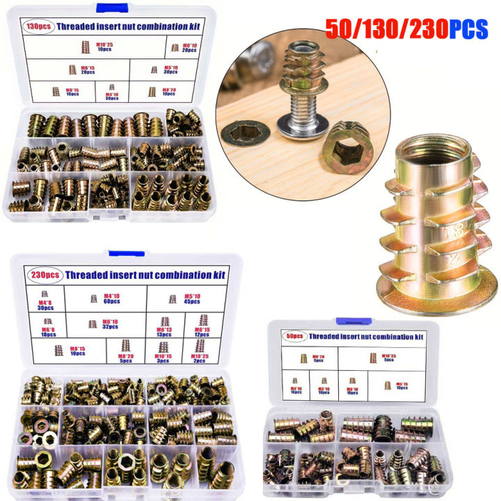 Twinsert Screw Insert Kit 50/130/230PCS Threaded Inserts Nut Combination Tool Kit for Wooden ...