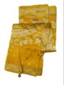 Premium & Elegant Yellow/Golden Border Dola Silk Printed Saree for Women. 