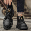 Men Boots Autumn Leather Waterproof Mid-top Sports Shoes New Fashion Ankle Boots Casual Outdoor Hiking Boots Shoes Male Sneakers. 