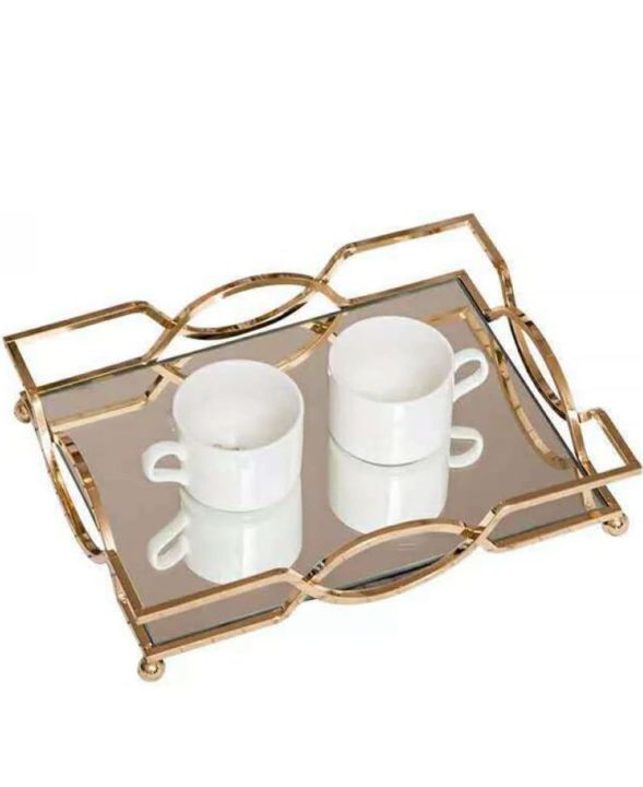 Desktop Decorative Tray, Gold Mirror Tray, Rectangular Tray,    for Serving