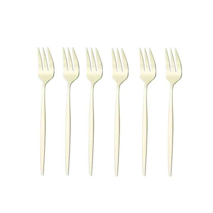 6Pcs%20Stainless%20Steel%20Matte%20Cake%20Fruit%20Forks%20Flatware%20Silverware%20Cutlery%20For%20Dessert%20Salad%20Fork%20Set%20Gold%20Tableware%20Mini%20Fork%20-%20Image%207