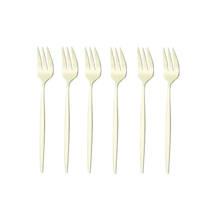 6Pcs%20Stainless%20Steel%20Matte%20Cake%20Fruit%20Forks%20Flatware%20Silverware%20Cutlery%20For%20Dessert%20Salad%20Fork%20Set%20Gold%20Tableware%20Mini%20Fork%20-%20Image%207