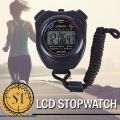 Stopwatch Timer Digital Handheld Black Multi-function Professional Electronic Chronograph Sports Waterproof Stop Watch Including Battery. 