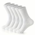 5/10/20 Pairs Neutral Solid Color Round Neck Socks Spring Autumn Sweat Absorbing Breathable Comfortable All-season Sports Socks. 