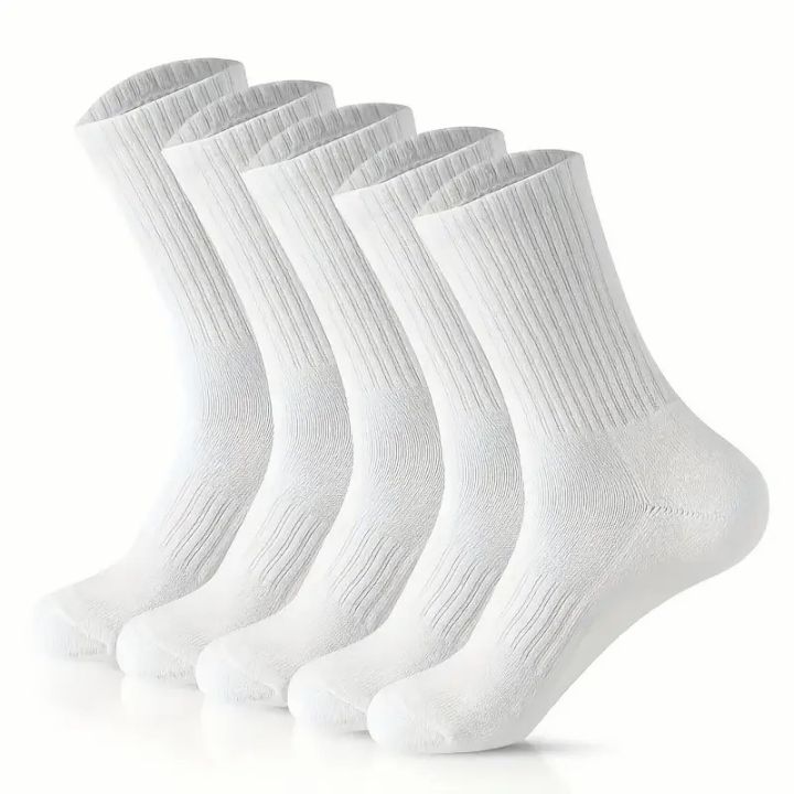 5/10/20%20Pairs%20Neutral%20Solid%20Color%20Round%20Neck%20Socks%20Spring%20Autumn%20Sweat%20Absorbing%20Breathable%20Comfortable%20All-season%20Sports%20Socks%20-%20Image%202