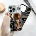 Phone Case Anime Bleach Ichigo For IPhone 13 12 11 15 14 Pro Max Plus Lens Creative Border Silver Plated Inside Hard TPU Cover. 