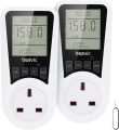 Besvic Power Meter Energy Monitor Plug, Besvic 13A Electricity Usage Power Consumption Monitor Socket with 7 Monitoring Modes, Overload Warning, Amp Wattage Volt Meter Analyzer (Pack of 2). 