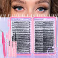 720/200pcs eyelash Extension Kit Fluffy Eyelash Extension kit with Lash Bond and Seal Lash Tweezers Thick Lash Clusters Wispy.