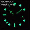 GRAMOCK 29mm Meteorite Pattern Dials GMT Watch Hands Fit NH34 Movement Green Luminous Suitable for Mechanical Watch Installation. 